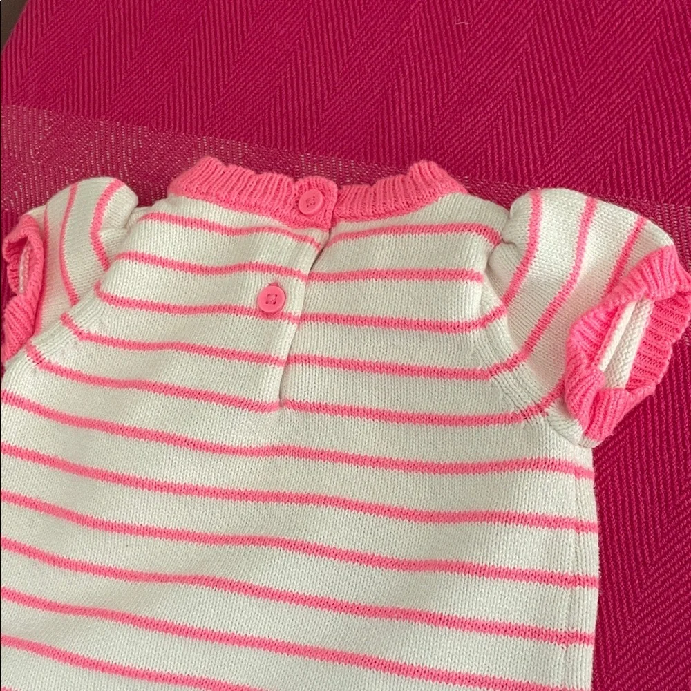 Gymboree Pink and White Striped Dress with Deer Design